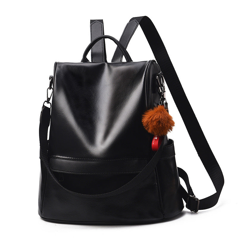 Women's Korean Fashion Soft Leather Street Backpacks