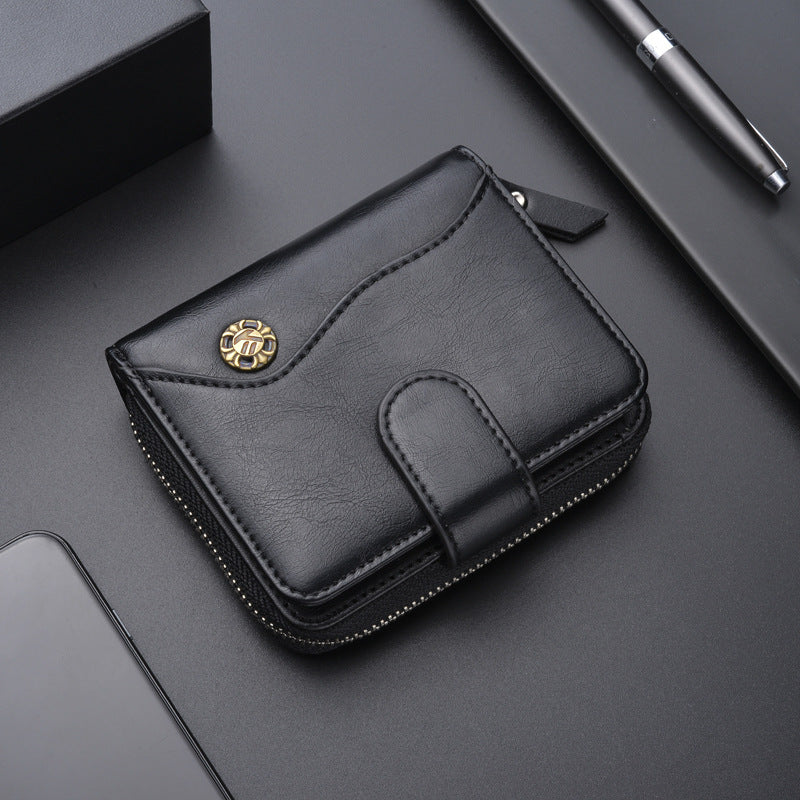 Trendy Men's Vintage Short Multifunctional Zipper Men's Wallets