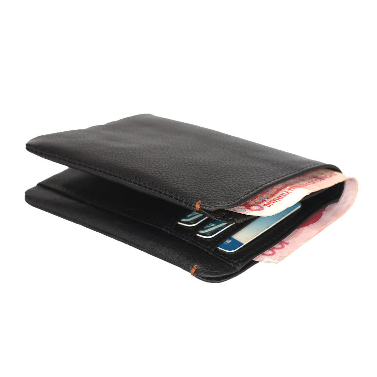 Men's Short Genuine Leather Blue First Layer Men's Wallets