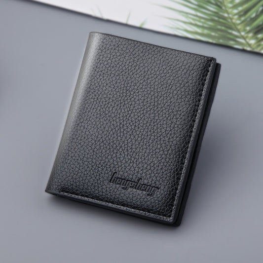 Men's Short Lychee Pattern Thin Korean Style Men's Wallets