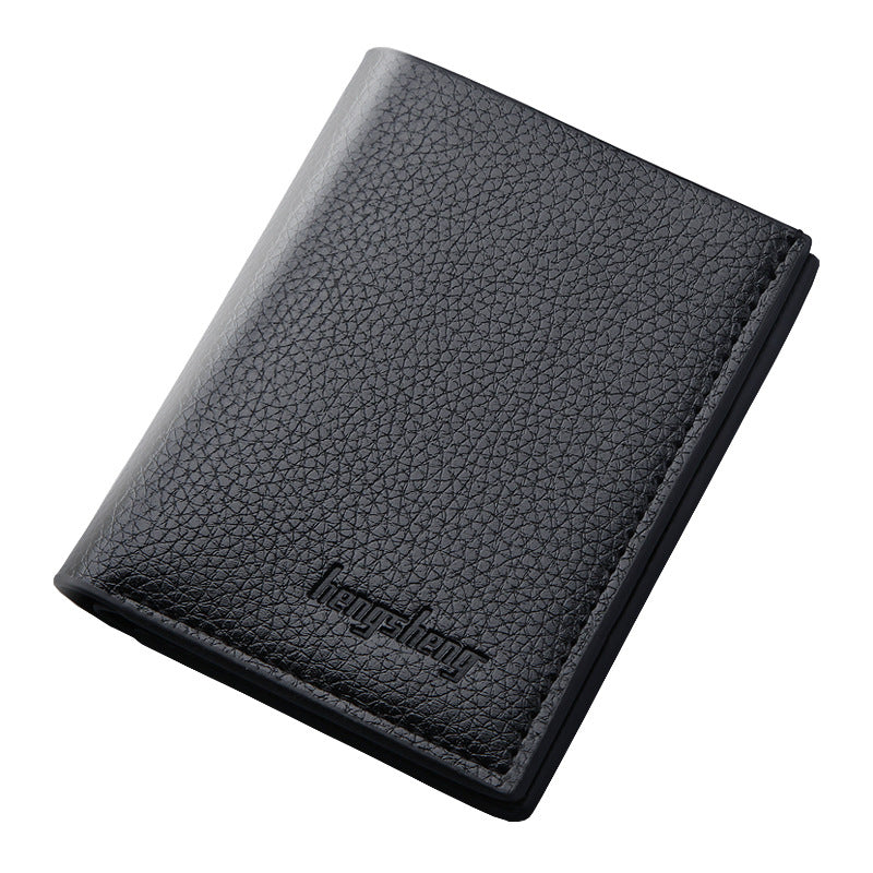Men's Short Lychee Pattern Thin Korean Style Men's Wallets
