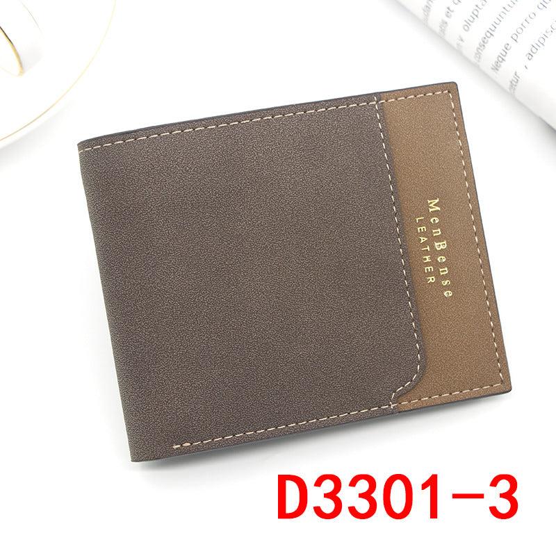 Men's Short Bronzing Embossed Stitching Matte Leather Men's Wallet