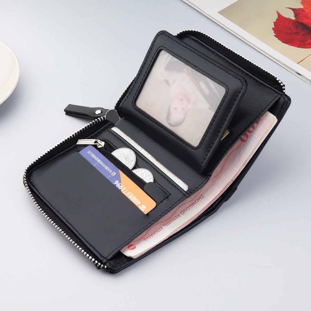 Men's Retro Short Fashion Zipper Loose-leaf Beauty Men's Wallets