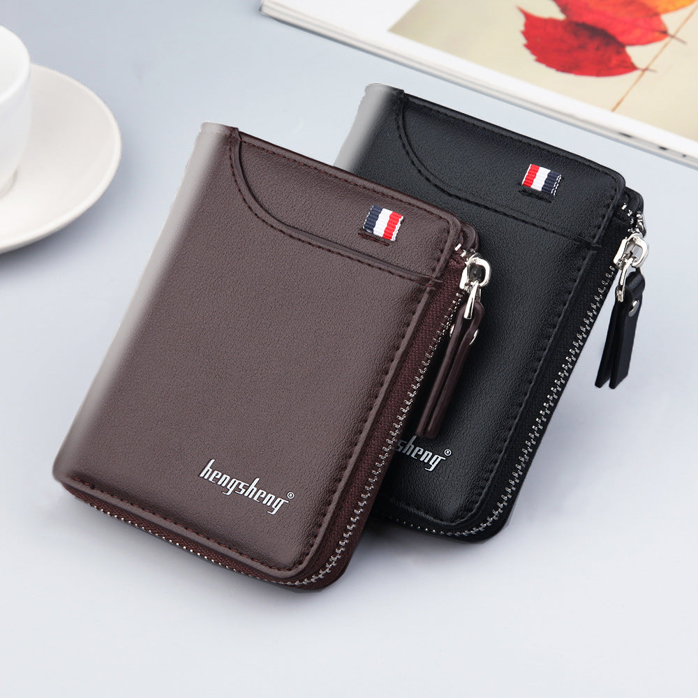 Men's Retro Short Fashion Zipper Loose-leaf Beauty Men's Wallets