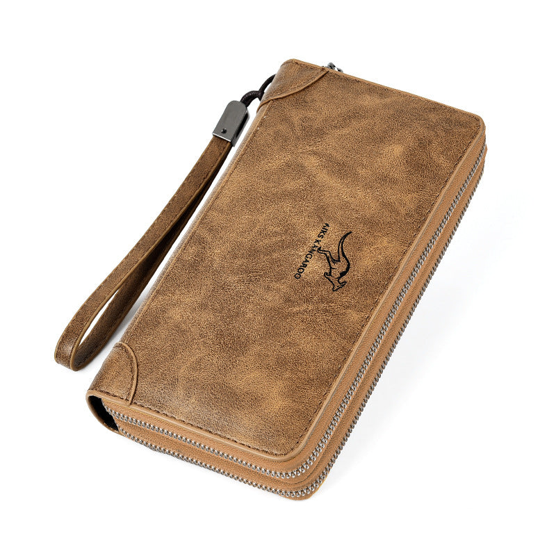 Men's Capacity Double Zip Clutch Swiping Multifunctional Zipper Men's Wallets