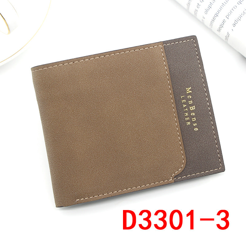Men's Short Bronzing Embossed Stitching Matte Leather Men's Wallet