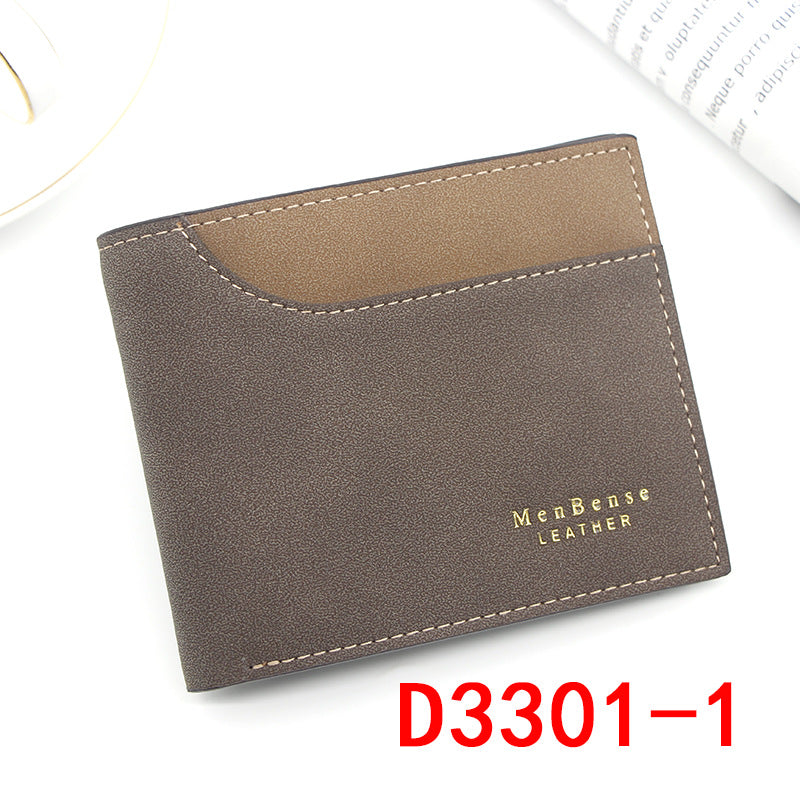Men's Short Bronzing Embossed Stitching Matte Leather Men's Wallet