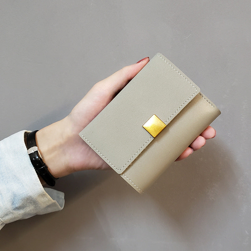 Women's Korean Short Matte Stitching Folding Mini Ladies Wallets
