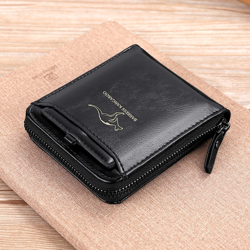 Men's Swiping Short Zipper Multifunctional Driving License Men's Wallets