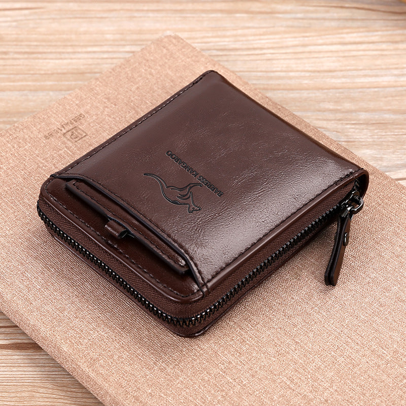 Men's Swiping Short Zipper Multifunctional Driving License Men's Wallets