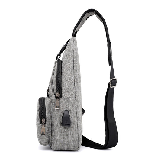 Men's Korean Style For Charging Canvas Men's Chest Bags
