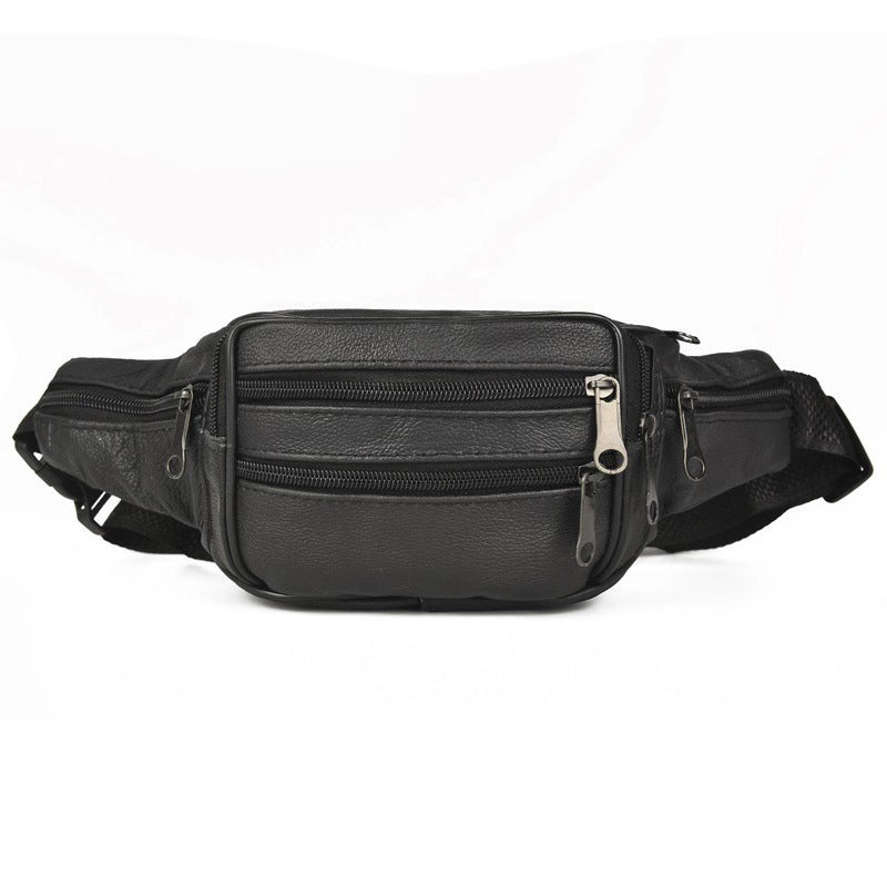 Men's Large Leather Cowhide Waterproof Capacity Mobile Men's Waist Packs