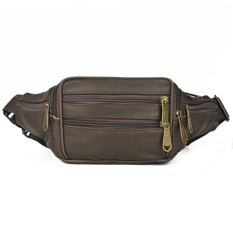 Men's Large Leather Cowhide Waterproof Capacity Mobile Men's Waist Packs