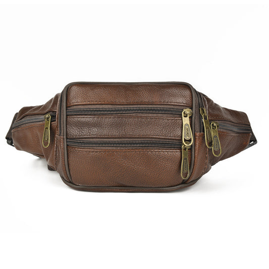 Men's Large Leather Cowhide Waterproof Capacity Mobile Men's Waist Packs