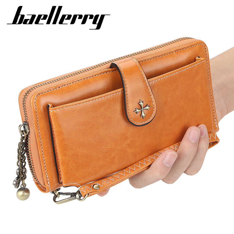 Women's Long Korean Style Multifunctional Zipper Mobile Oil Ladies Wallets