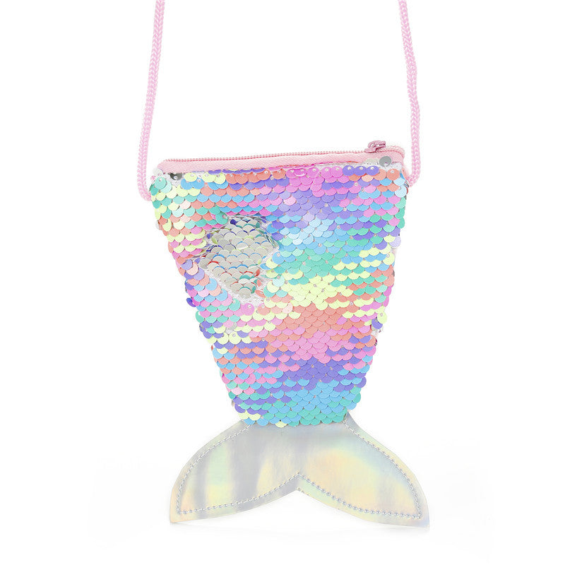 Creative Fish Tail Sequined Lanyard Mermaid Ladies Wallets