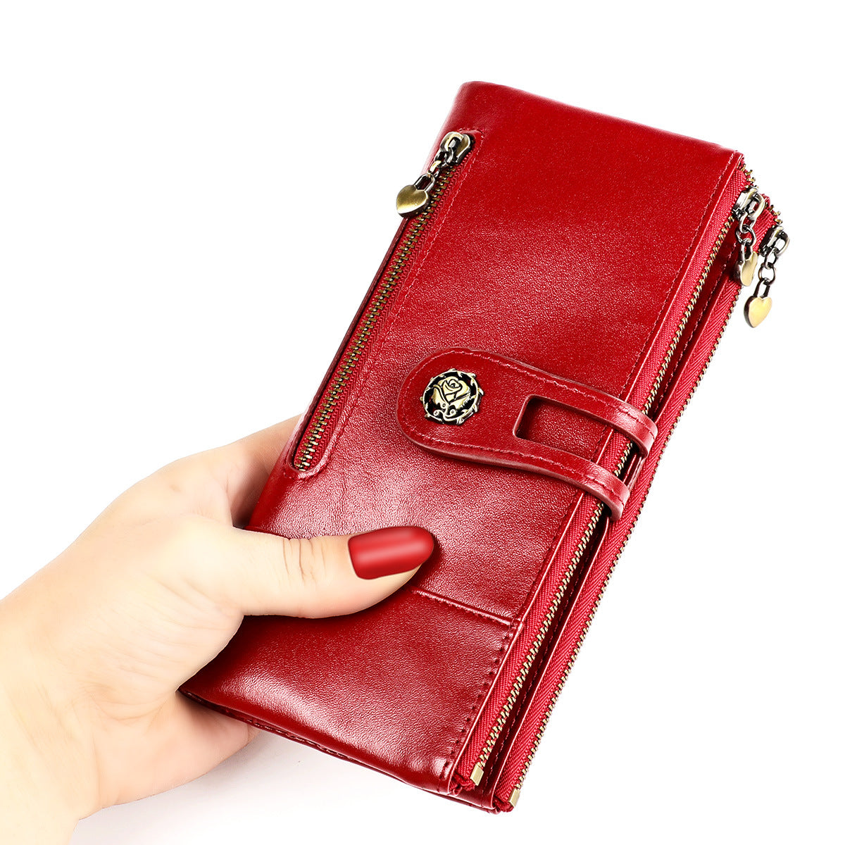 Women's Swiping Long Retro Leather Korean Fashion Ladies Wallet