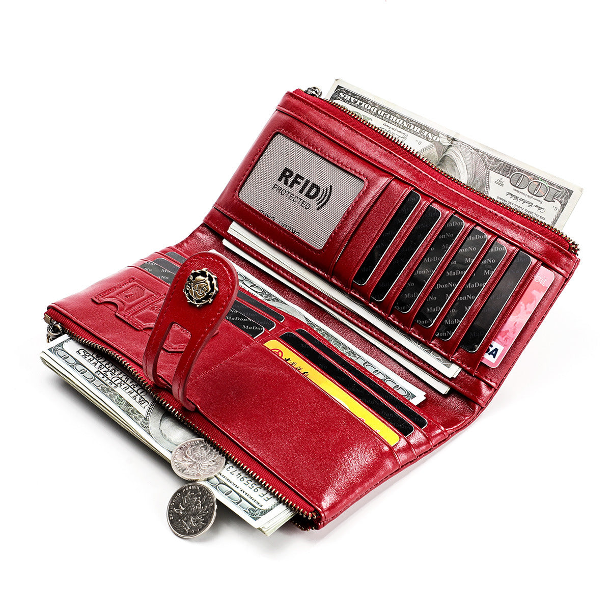 Women's Swiping Long Retro Leather Korean Fashion Ladies Wallet