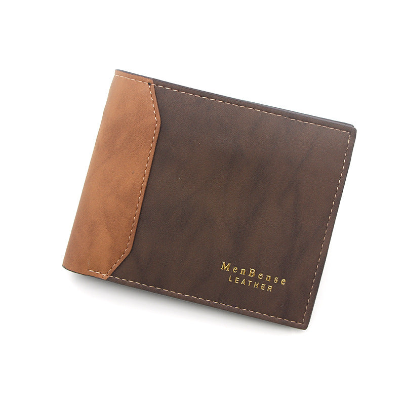 Men's Short Bronzing Embossed Stitching Matte Leather Men's Wallets