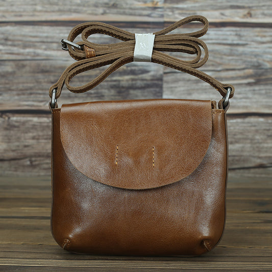 Women's Genuine Leather First Layer Cowhide Retro Simple Pouch Male And Shoulder Bags