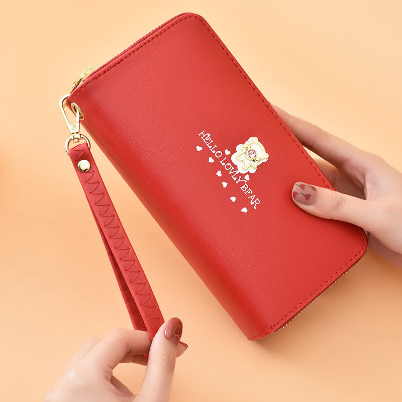 Women's Fashion Wrist Strap Cartoon Double Layer Zipper Large Bags
