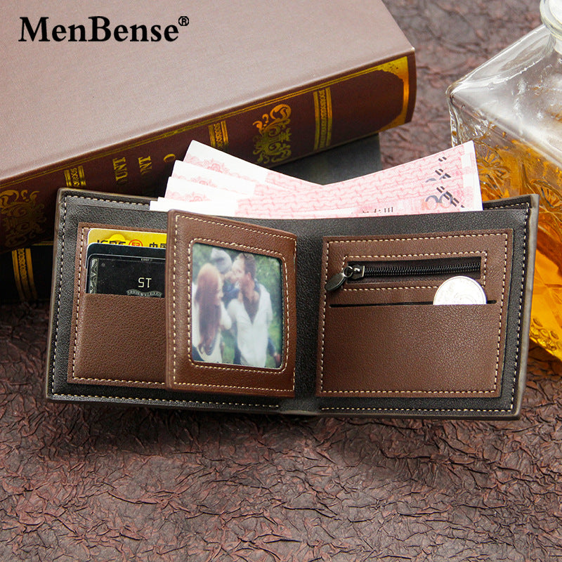 Men's Printed Hinge Short Frosted Multiple Slots Men's Wallets