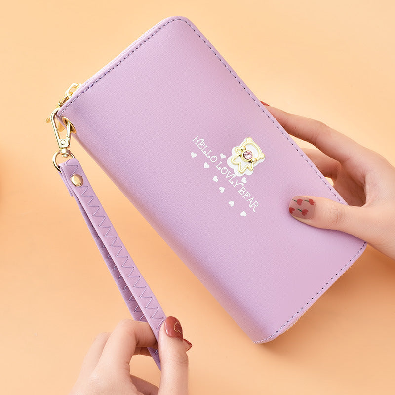 Women's Fashion Wrist Strap Cartoon Double Layer Zipper Large Bags