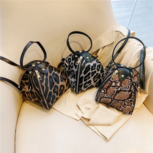 Women's Fashion Leopard Print Triangle Korean Trendy Shoulder Bags