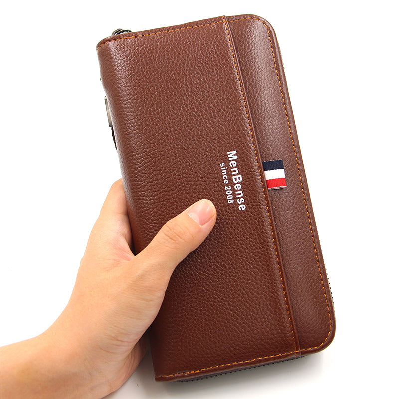 New Men's Business Litchi Pattern Zipper Men's Wallets