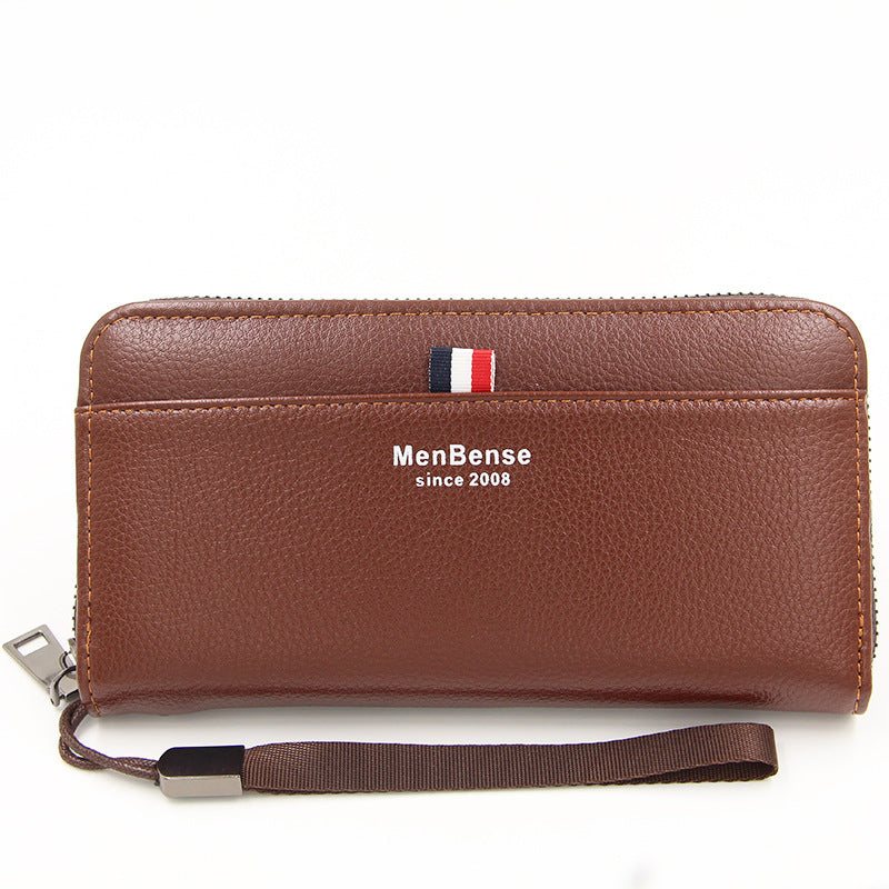 New Men's Business Litchi Pattern Zipper Men's Wallets