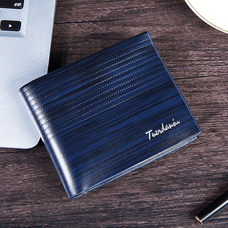 Men's Short Vintage Wooden Pattern British Multiple Men's Wallets