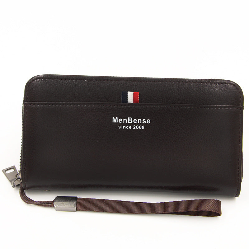 New Men's Business Litchi Pattern Zipper Men's Wallets