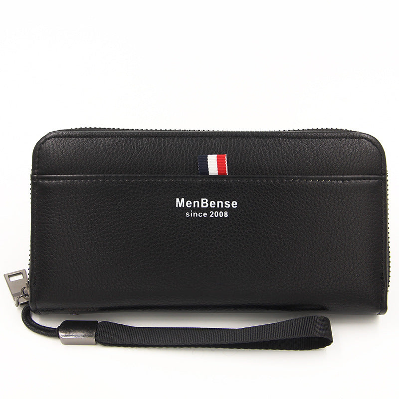 New Men's Business Litchi Pattern Zipper Men's Wallets
