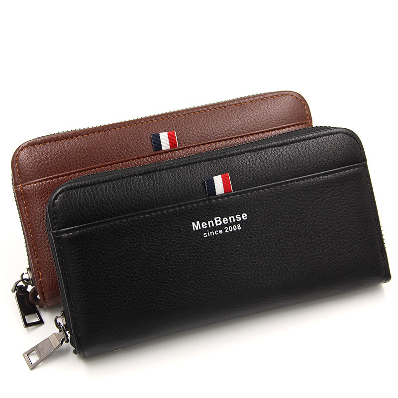 New Men's Business Litchi Pattern Zipper Men's Wallets