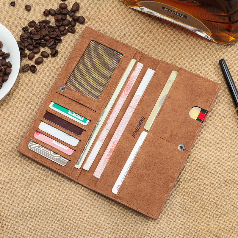 Men's Man's Long Thin Vintage Frosted Green Soft Personality Men's Wallets