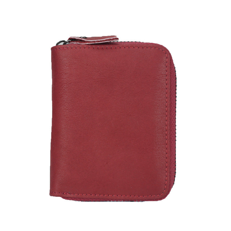 First Layer Cowhide Credit Organ Korean Style Card Holder