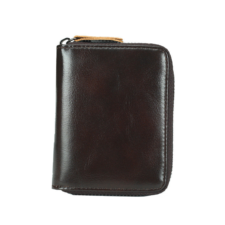 First Layer Cowhide Credit Organ Korean Style Card Holder