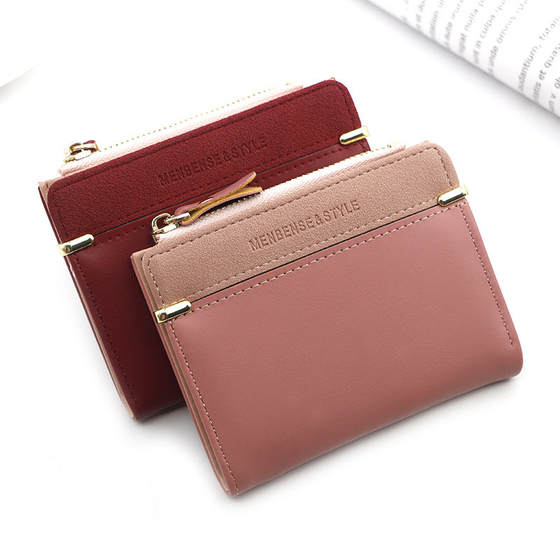 Elegant Women's Korean Simple Zipper Short Coin Purses