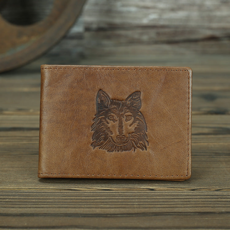 Vintage Distressed Oily First Layer Cowhide Card Holder