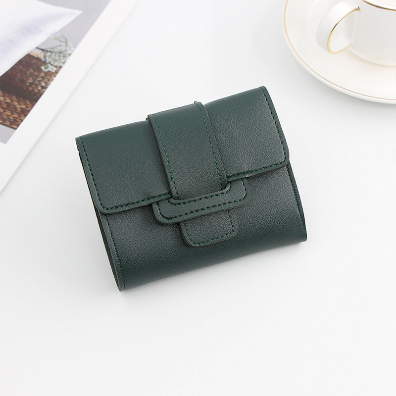 Women's Solid Color Three-fold Clutch Short Ladies Wallet