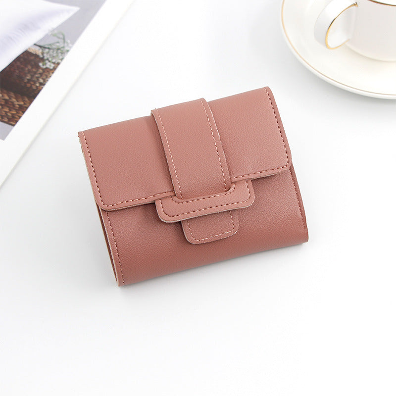 Women's Solid Color Three-fold Clutch Short Ladies Wallet