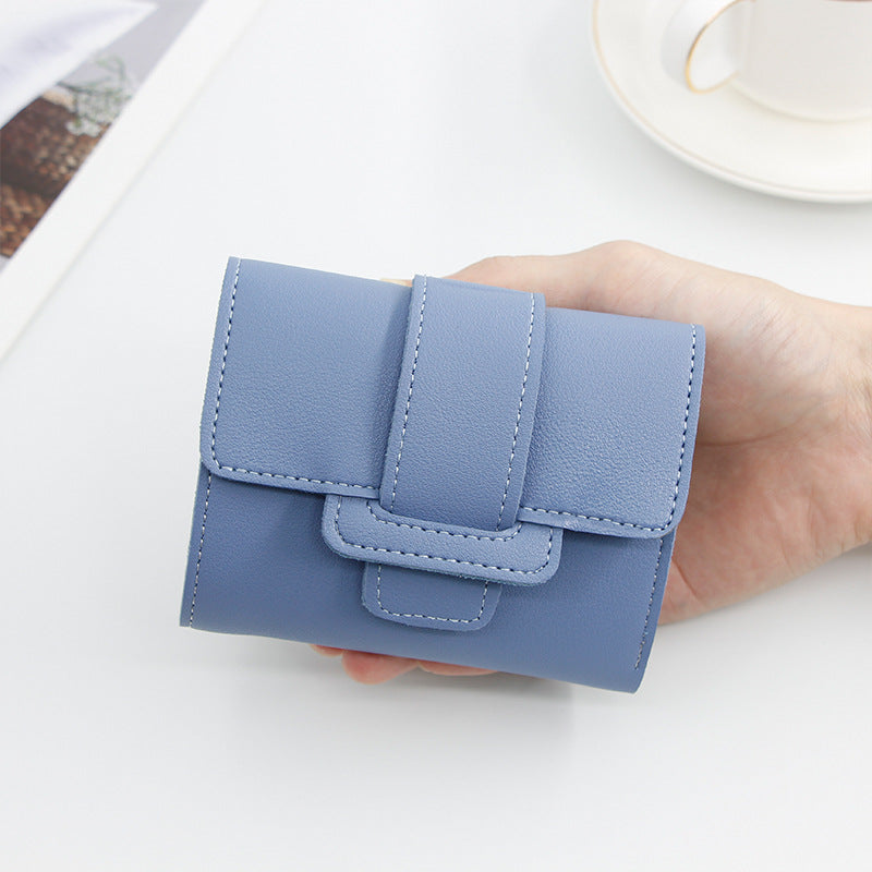 Women's Solid Color Three-fold Clutch Short Ladies Wallet