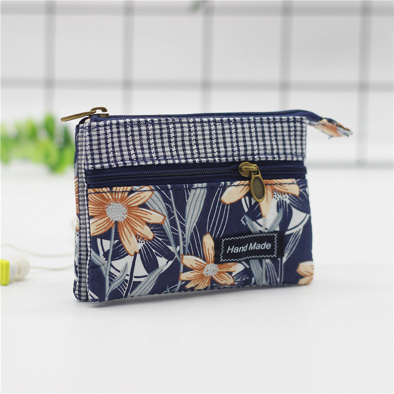 Women's Flower Cotton Change Fabric Sier Coin Purses
