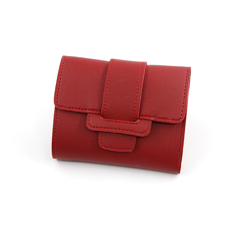 Women's Solid Color Three-fold Clutch Short Ladies Wallet
