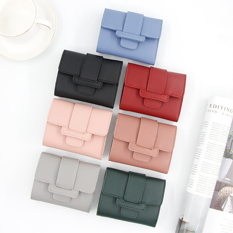 Women's Solid Color Three-fold Clutch Short Ladies Wallet