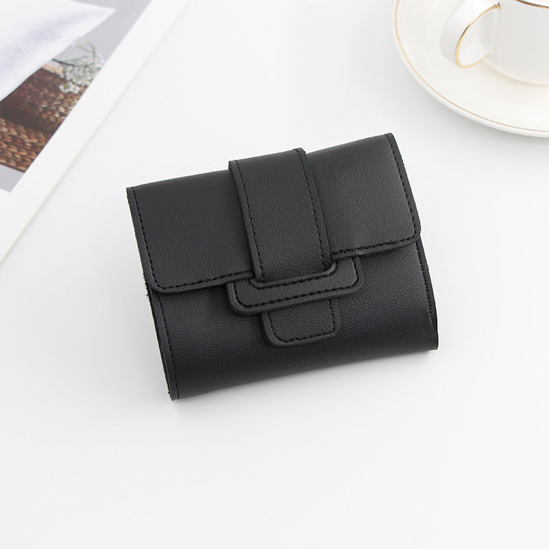Women's Solid Color Three-fold Clutch Short Ladies Wallet