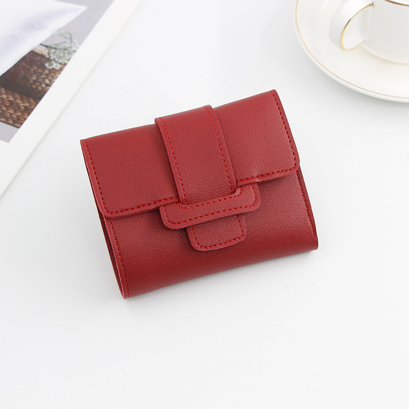 Women's Solid Color Three-fold Clutch Short Ladies Wallet
