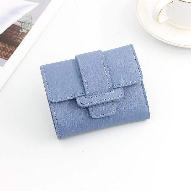 Women's Solid Color Three-fold Clutch Short Ladies Wallet