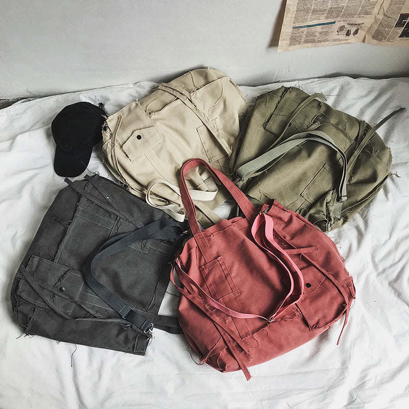 Women's & Men's Distressed Retro Hip Hop Irregular Canvas Women's Shoulder Bag