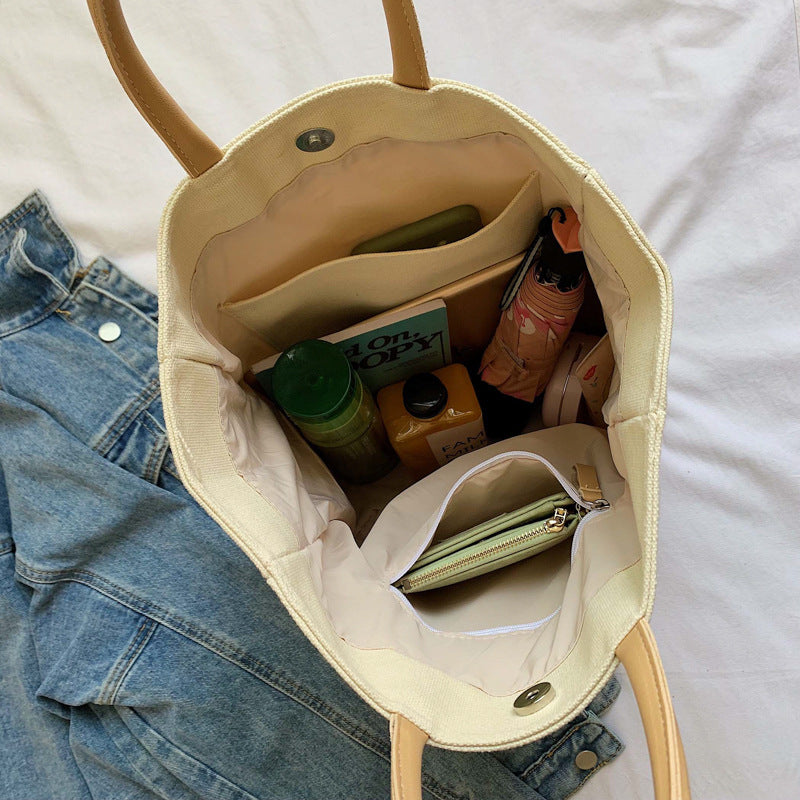 Simple Canvas Female Temperament White-collar Worker Handbags